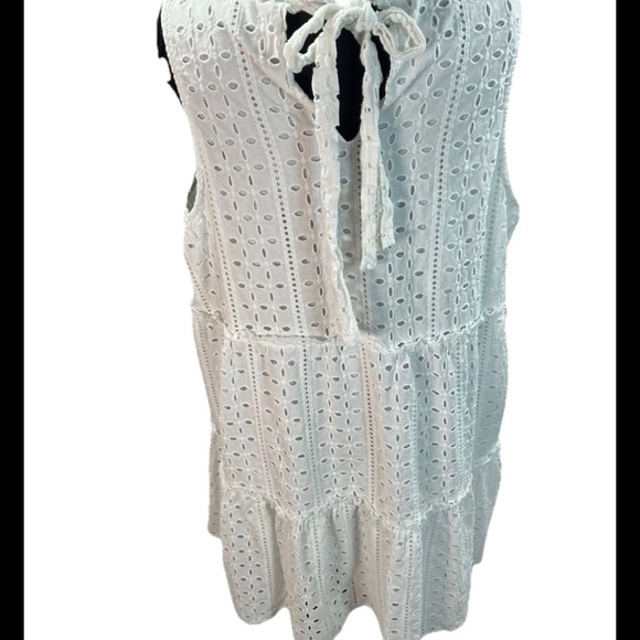 Mud Pie White Eyelet Dress Juniors Large Boho Cottagecore - Picture 3 of 8